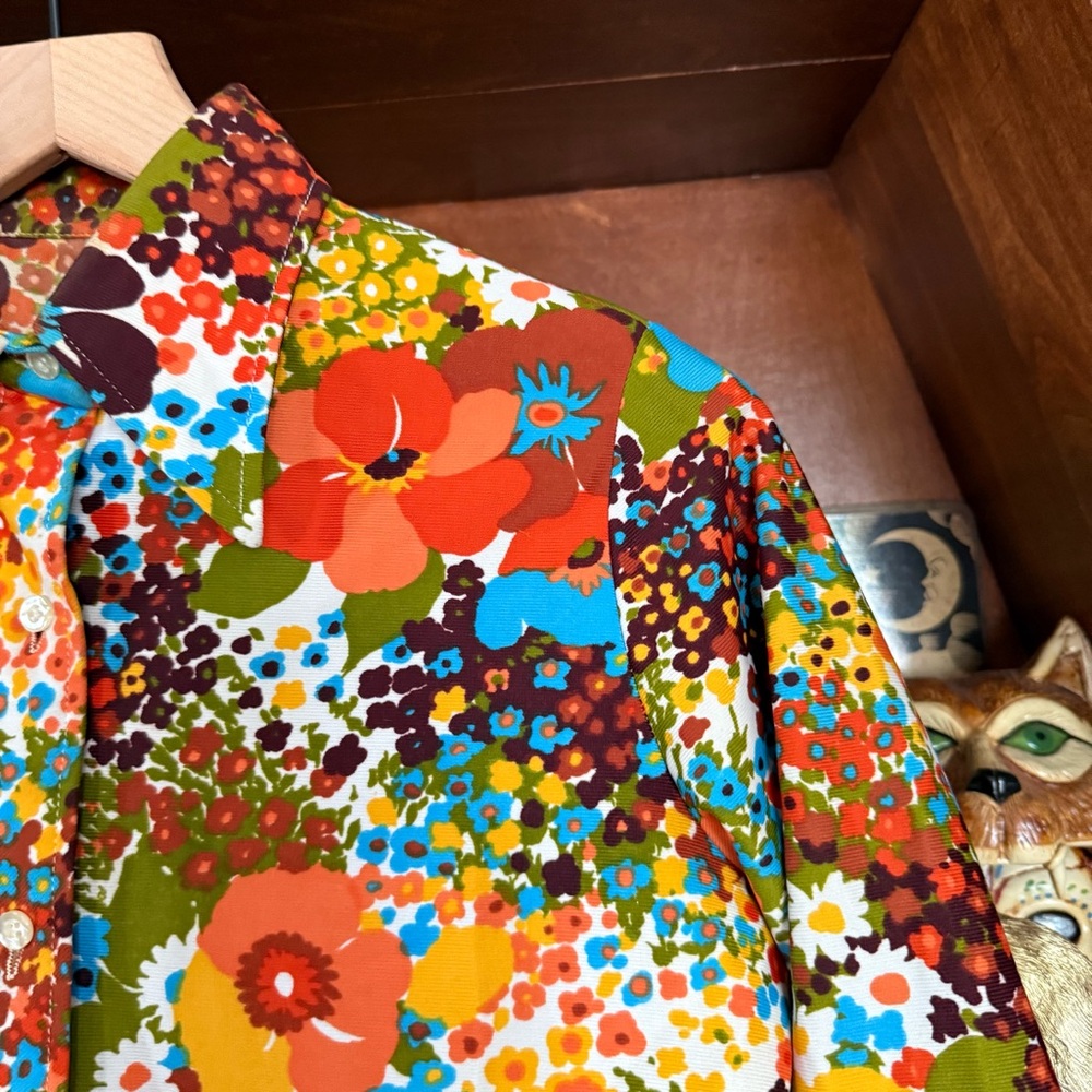 Vintage 70’s Floral Button Down Shirt Multicolor - Women’s Small